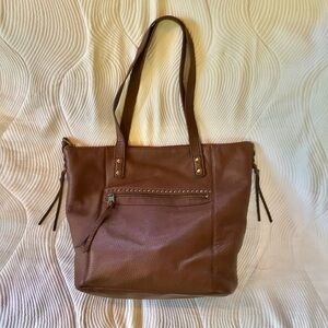 The Sak Brown Leather Tote with Timeless Design, Brown BoHo